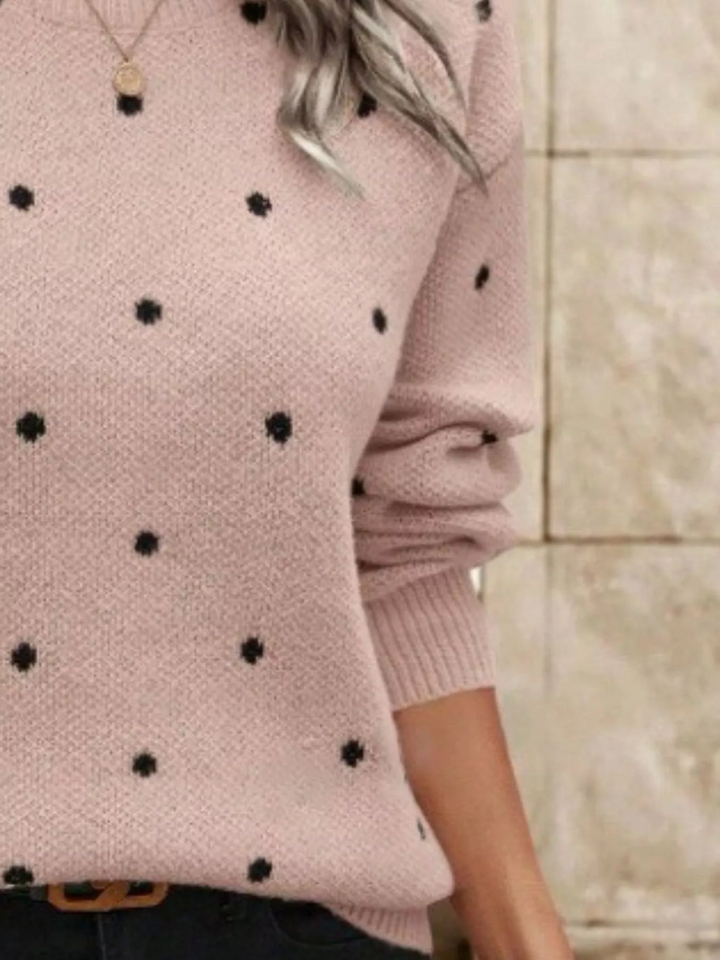 Polka Dot Round Neck Sweater (15)