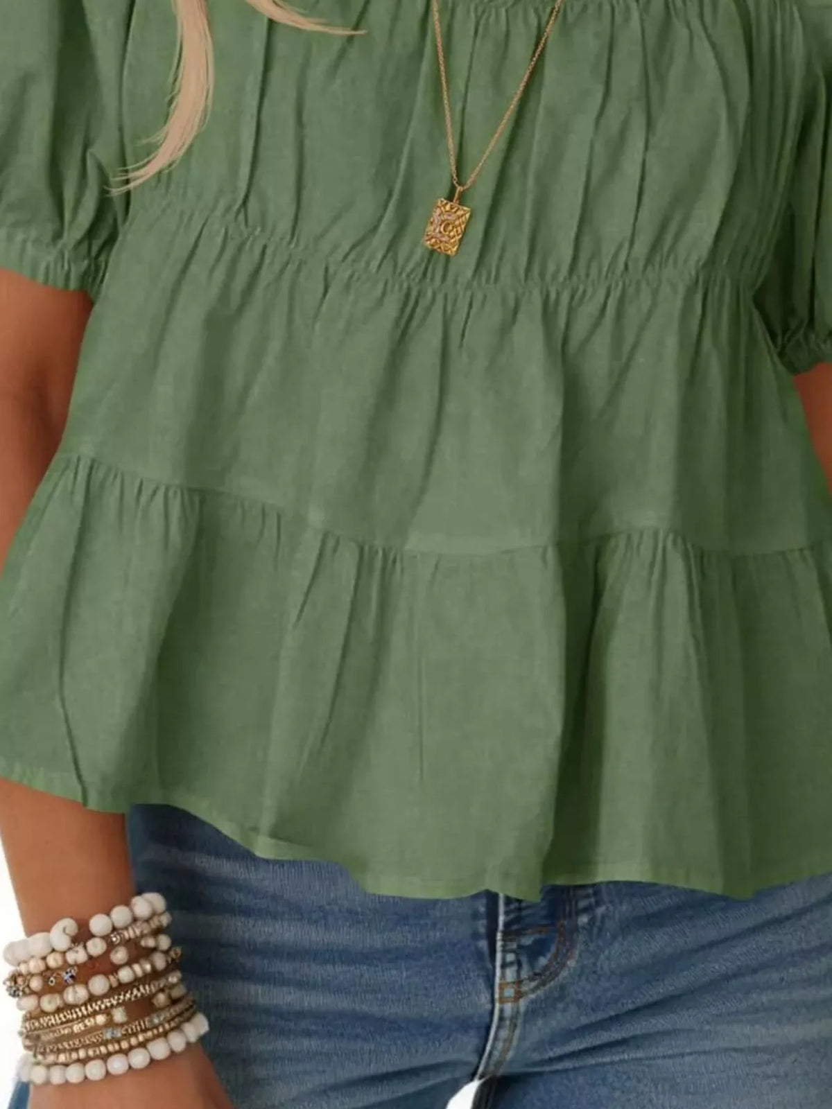 Ruched Tiered Puff Sleeve Blouse (27)