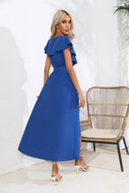 Ruffled Tied V-neck Midi Dress (5)
