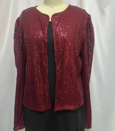Jacket Sequined variant CJNSWTJK00221-Purplish red-S|CJNSWTJK00221-Purplish red-M|CJNSWTJK00221-Purplish red-L|CJNSWTJK00221-Purplish red-XL|CJNSWTJK00221-Purplish red-XXL|CJNSWTJK00221-Purplish red-XXXL