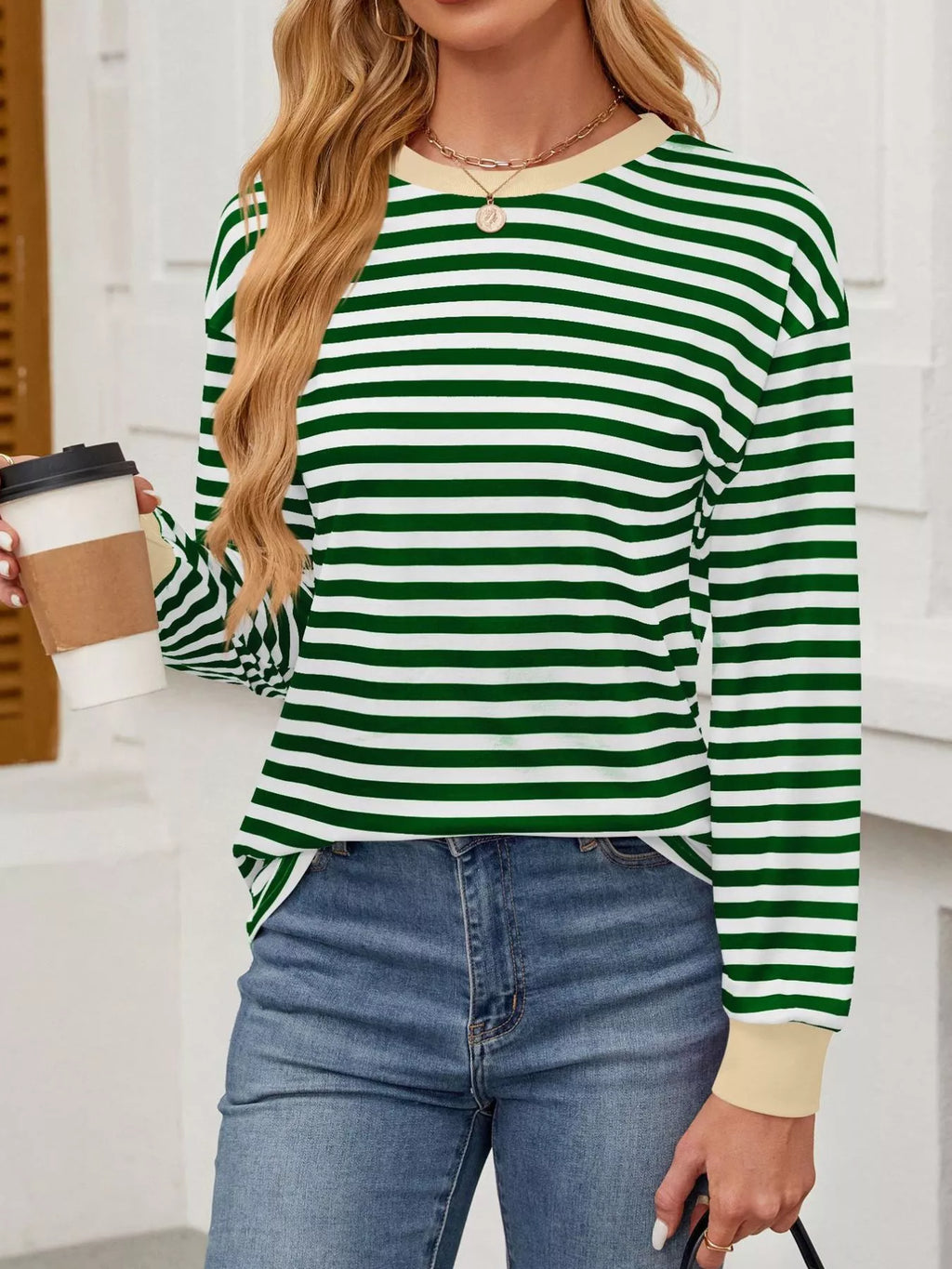 Striped Long Sleeve Casual T-shirt (36)