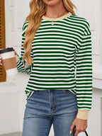 Striped Long Sleeve Casual T-shirt (36)