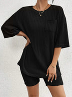 Ribbed Round Neck Top Shorts Set (20)