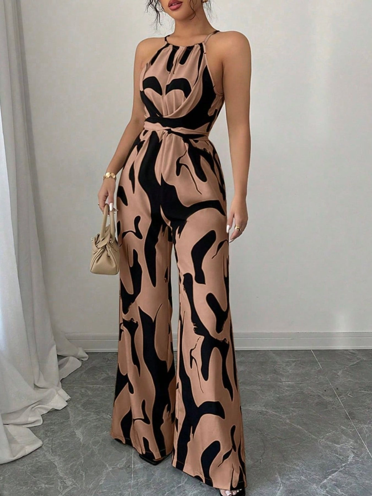Abstract Print Sleeveless Wide Leg Jumpsuit (5)