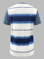 Denim Patchwork Short Sleeve Blouse (14)