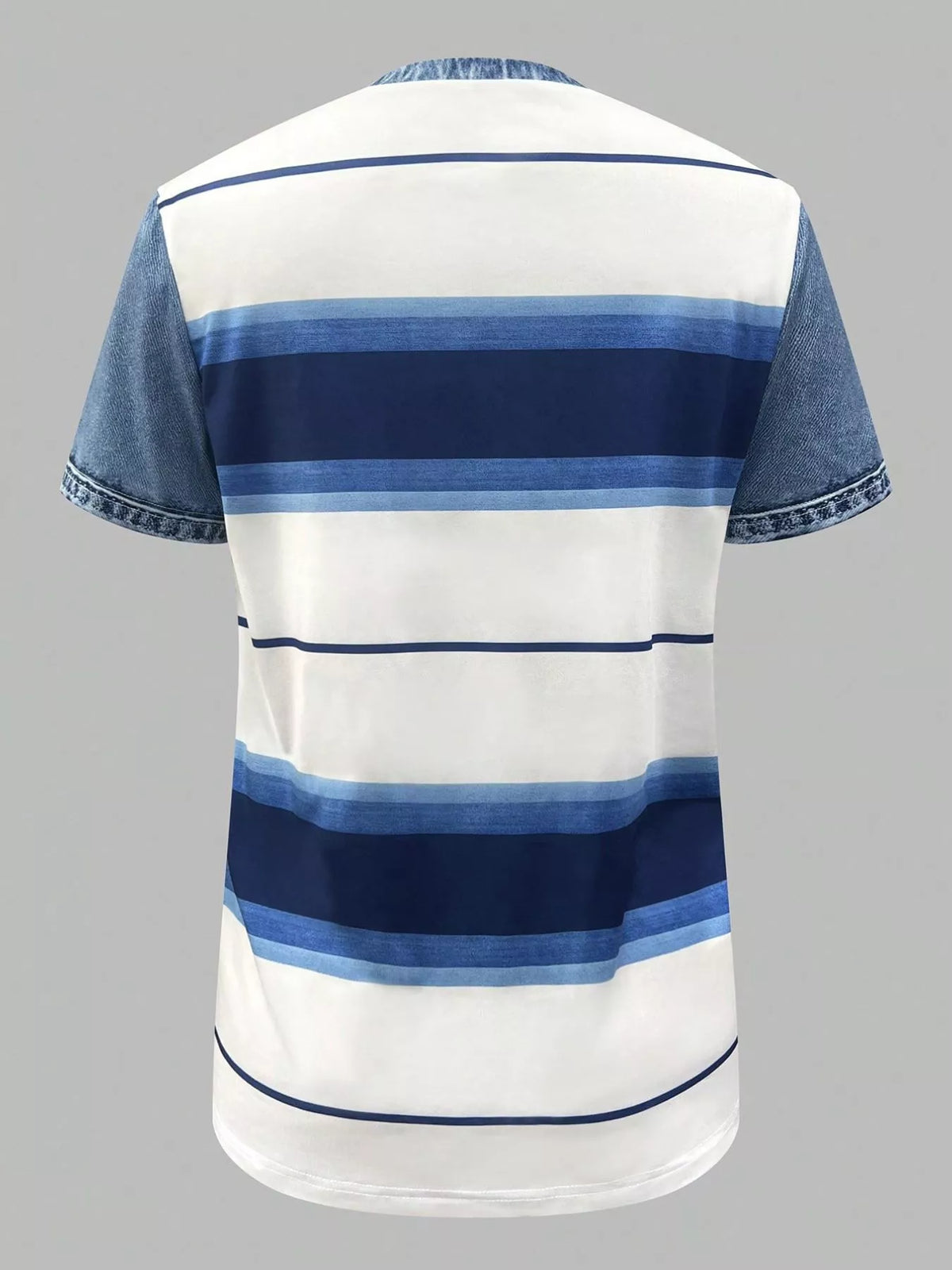 Denim Patchwork Short Sleeve Blouse (14)