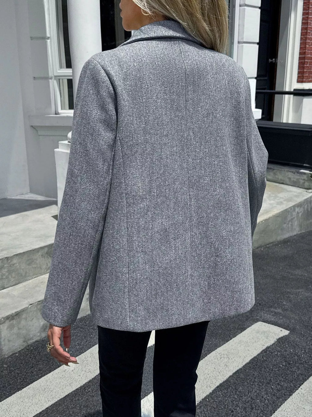 Lapel Collar Button Up Blazer (13)