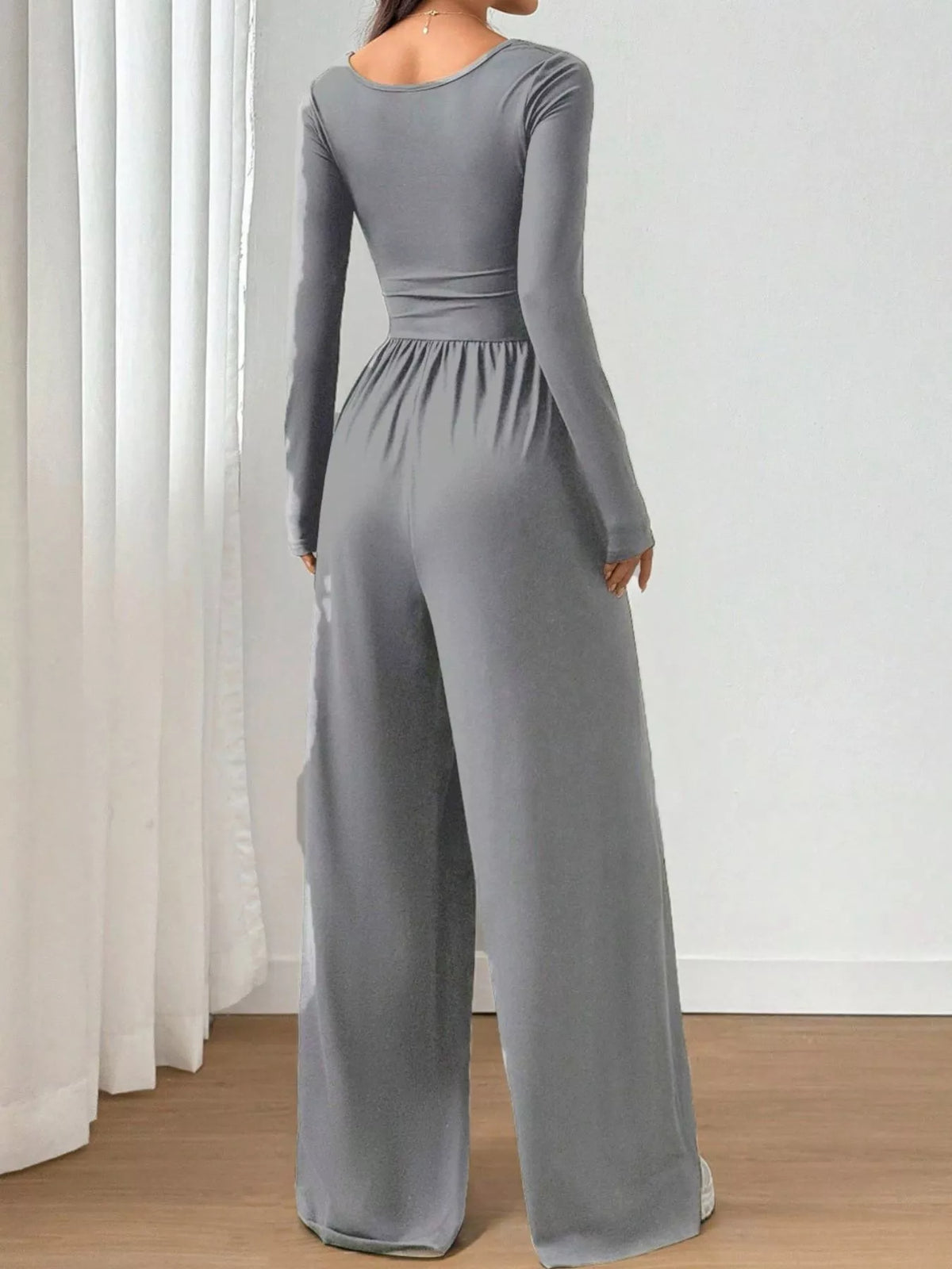 Ruched Square Neck Wide-leg Jumpsuit (9)