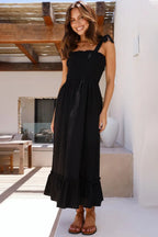Ruffled Smocked Ruffle Hem Sleeveless Dress (10)