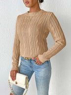 Cable-knit Round Neck Sweater (12)