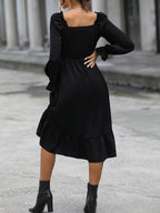 Square-neck Cinched Midi Dress photo 1