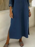 Side Slit V-neck Midi Dress (6)