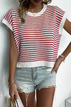 Striped Round Neck Sweater Vest (13)