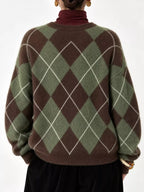 Argyle Pattern Fuzzy Knit Sweater (24)