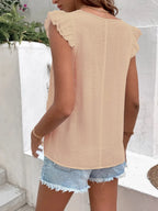 Ruffled V-neck Cap Sleeve Blouse (5)