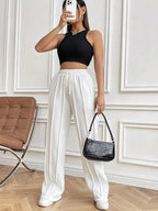 Drawstring Wide Leg Pants Pockets (4)