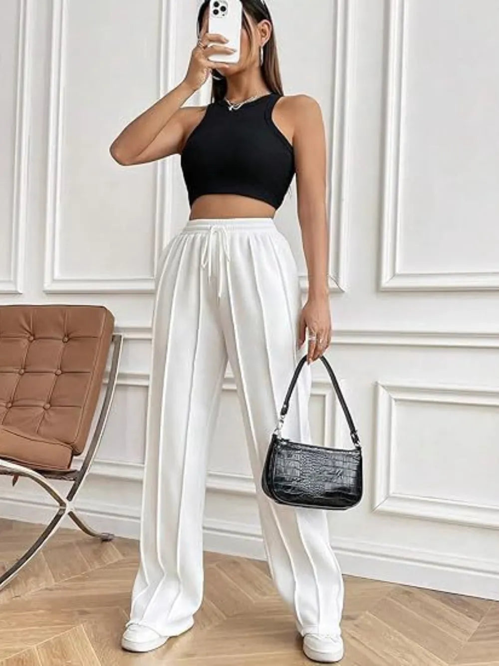 Drawstring Wide Leg Pants Pockets (4)