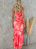 Floral Print One-shoulder Ruched Maxi Dress (9)