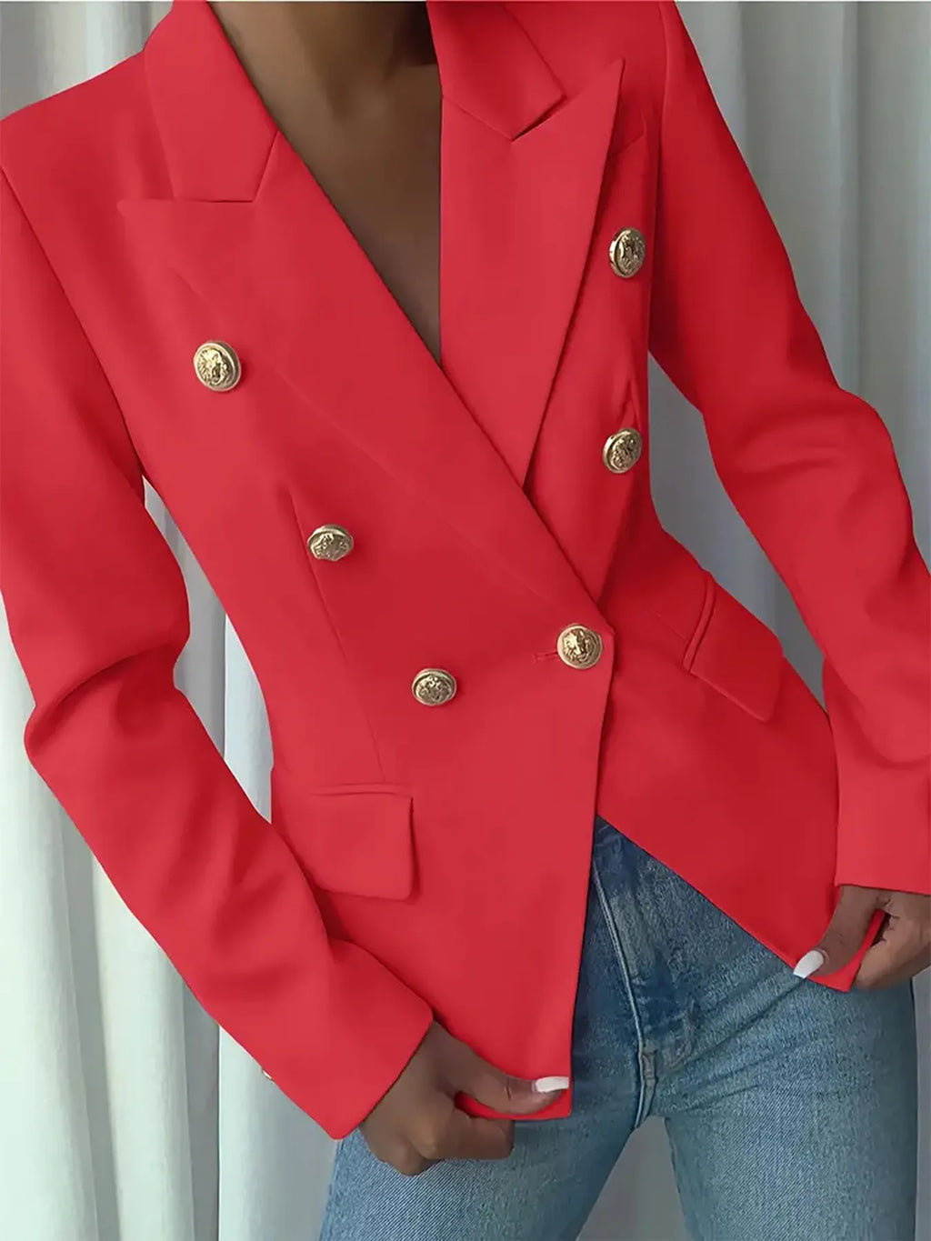 Decor Button Lapel Collar Blazer (16)