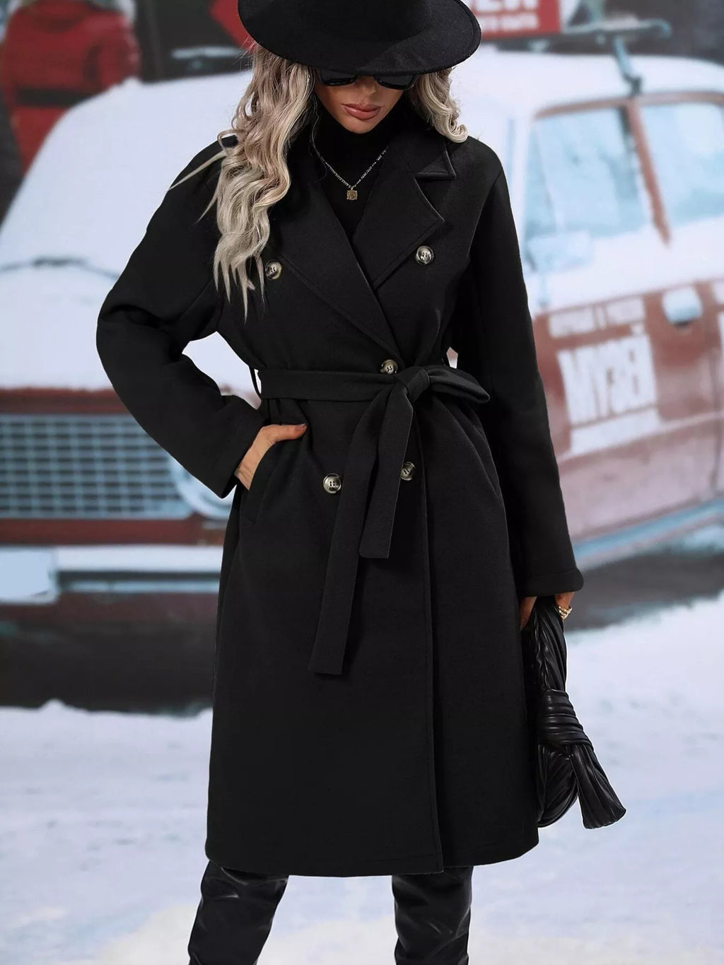 Double-breasted Lapel Collar Overcoat (15)