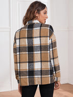 Plaid Collared Neck Button Down Jacket (6)