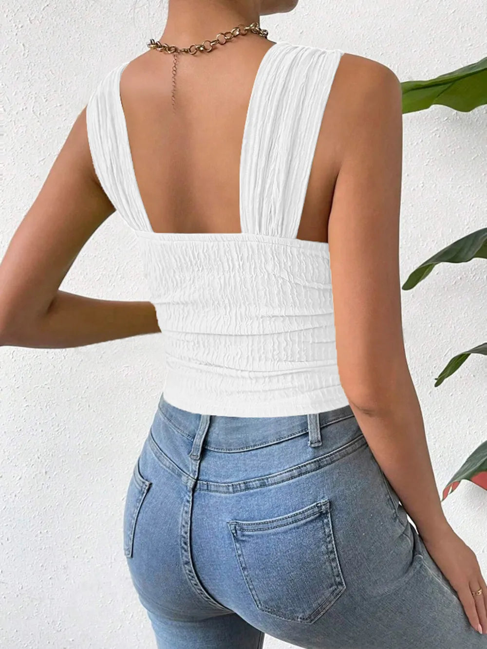 Textured Square Neck Wide Strap Tank (35)