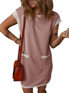 Round Neck Cap Sleeve Mini Dress (17)