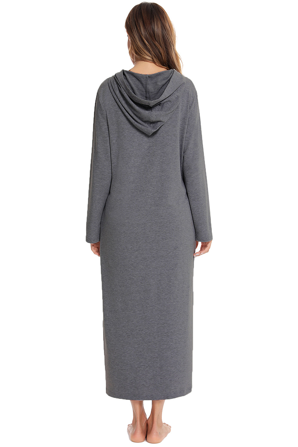 Zip Front Hooded Night Dress Pockets (10)