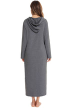 Zip Front Hooded Night Dress Pockets (10)