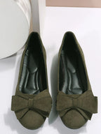 Bow Solid Color Round Toe Flat Slip-ons (9)