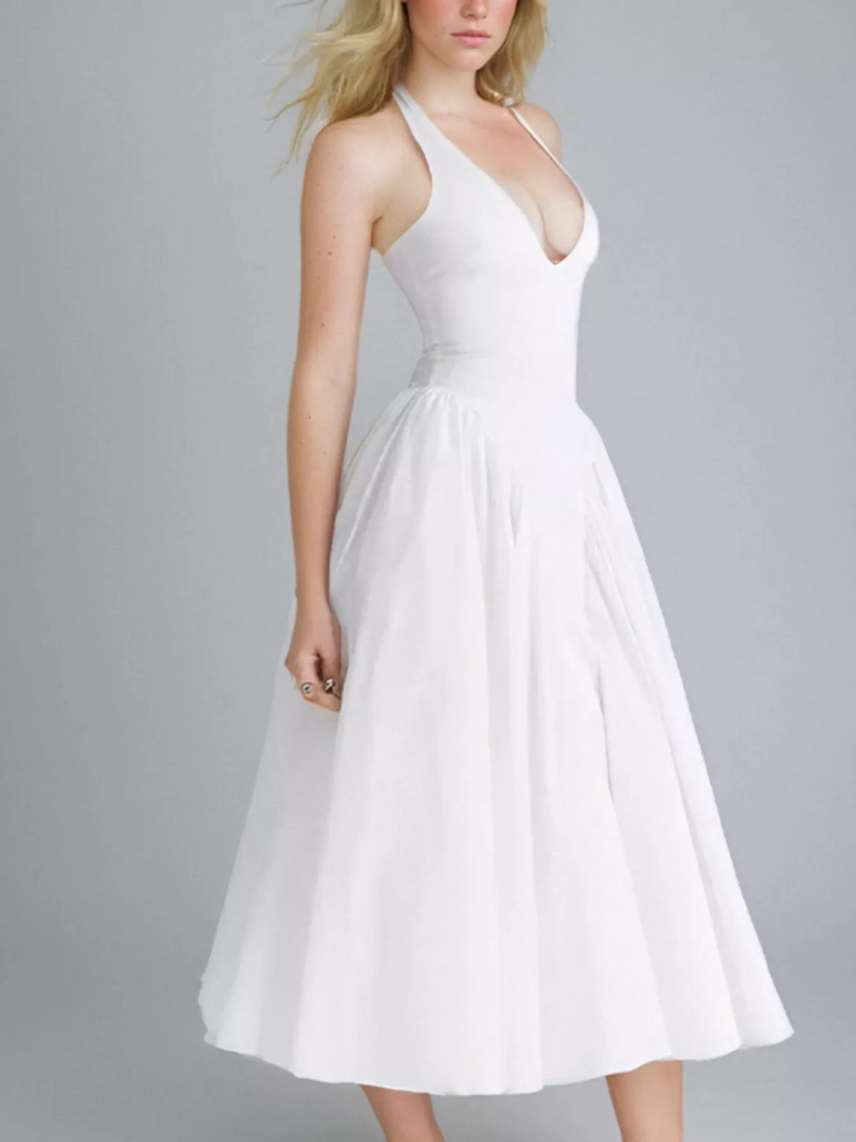 Halter Neck Midi Dress Pockets (6)