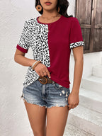 Leopard Round Neck Short Sleeve Tee (11)