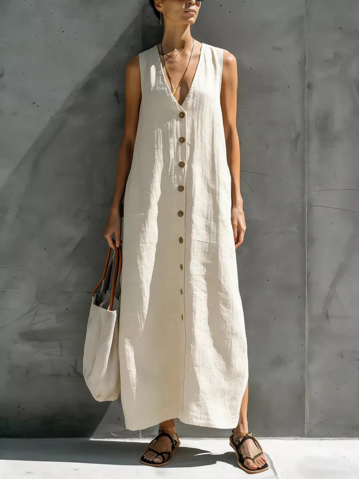 Sleeveless Linen Maxi Dress