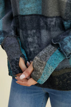 Full Size Plaid Dropped Shoulder Fleece Hoodie Plus (11)