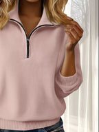 Full Size Half Zip Dropped Shoulder Sweater Plus (24)