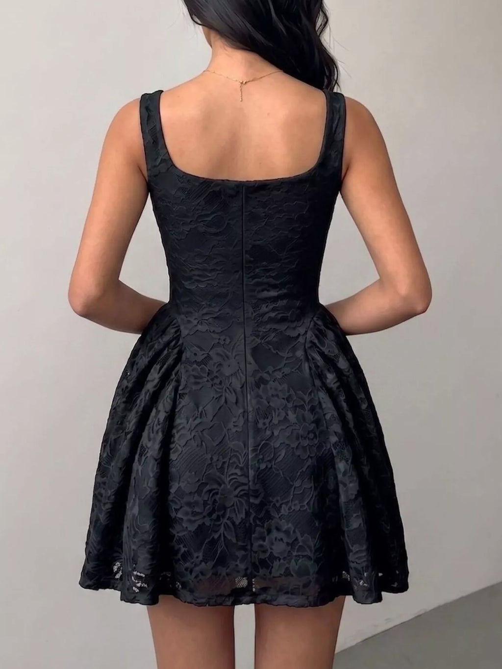 Floral Lace Square Neck Mini Dress (5)