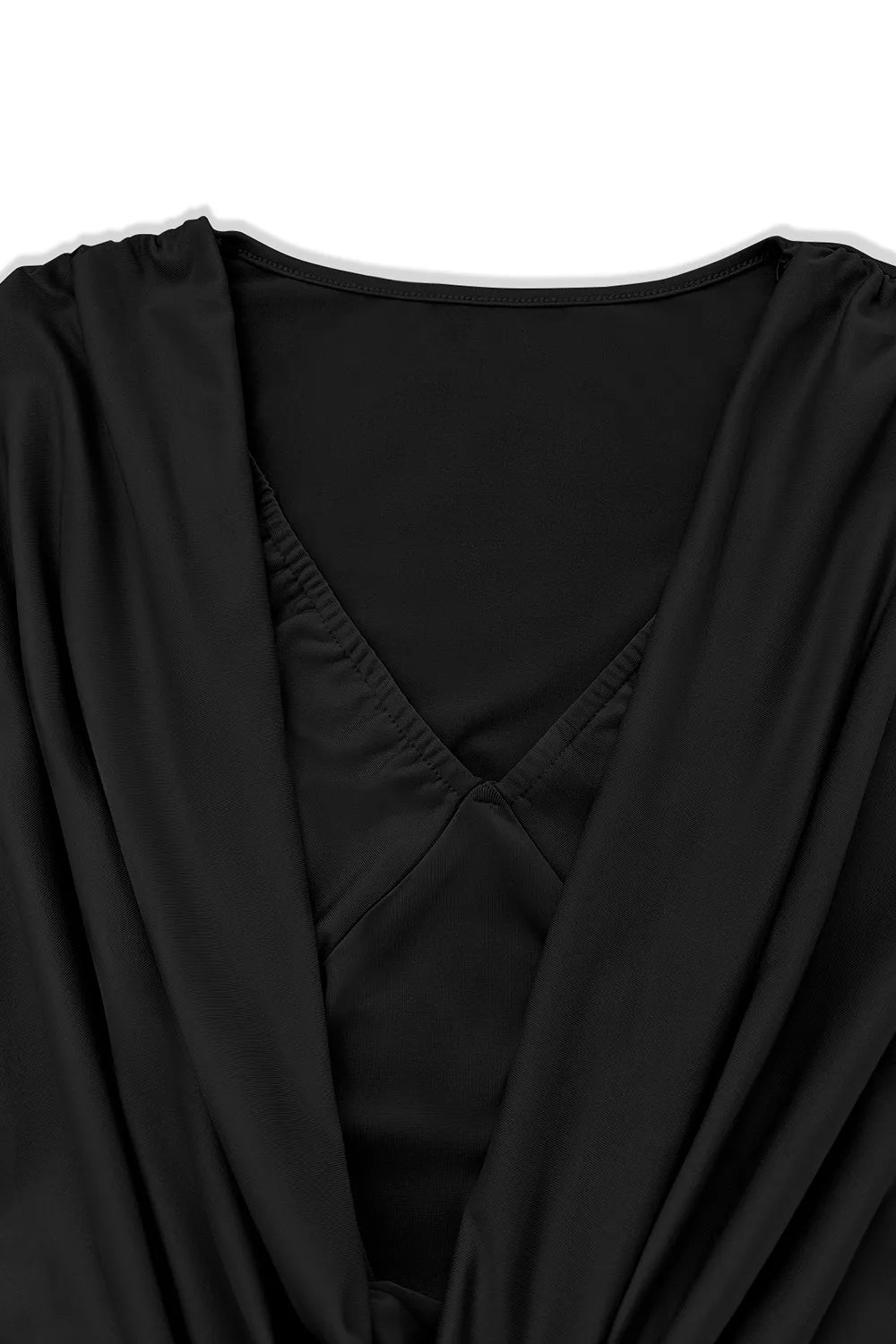 Ruched Cowl Neck Long Sleeve Mini Dress (3)