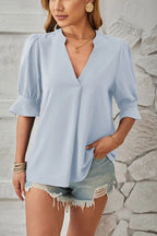 Notched Half Sleeve T-shirt (3)