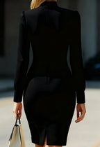 Slit High Neck Long Sleeve Dress (7)