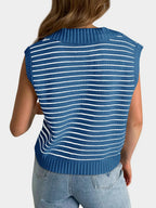 Collared Neck Striped Sweater Vest (15)