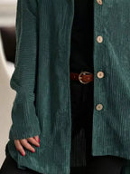 Full Size Corduroy Button Up Hooded Jacket Plus (3)