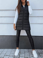 Zip Up Longline Hooded Puffer Vest Coat (12)