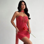 Chic Polka-dot Strapless Dress photo 2