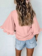 Ruffle Trim Half Sleeve Blouse (14)