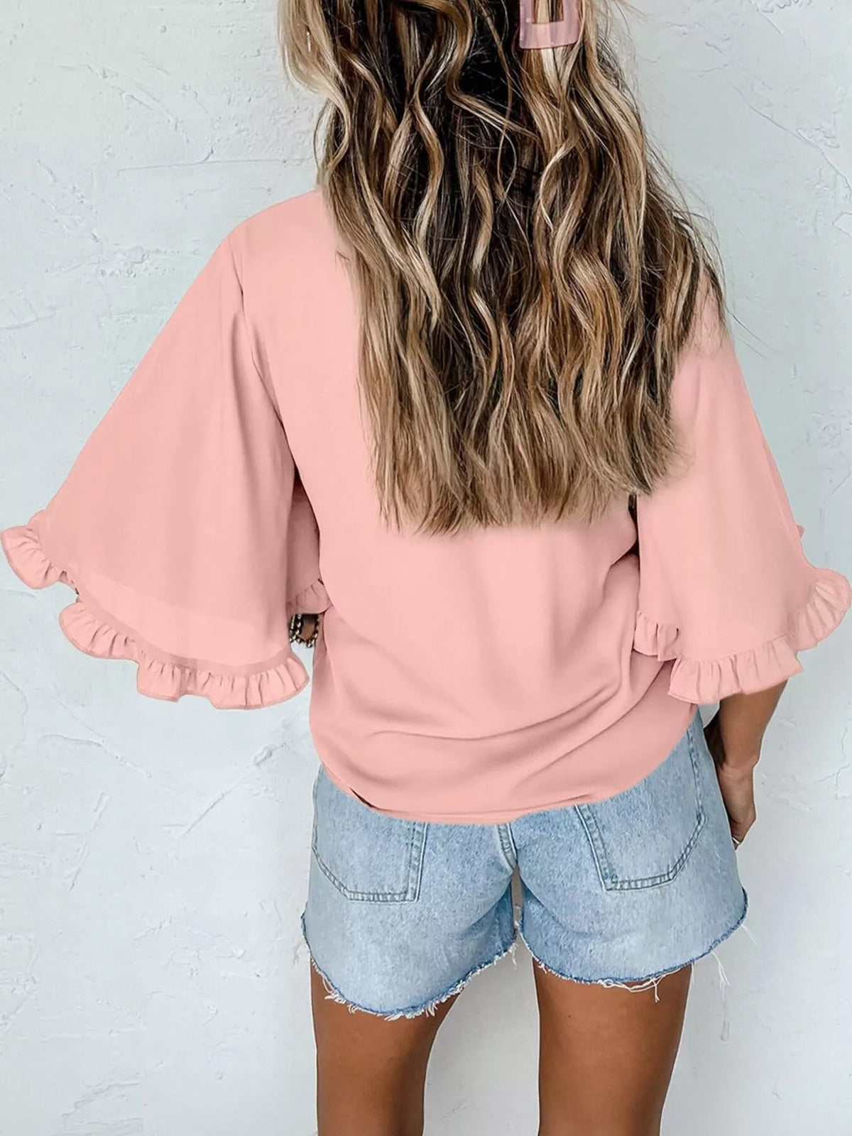 Ruffle Trim Half Sleeve Blouse (14)
