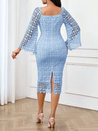 Lace Square Neck Midi Dress (5)
