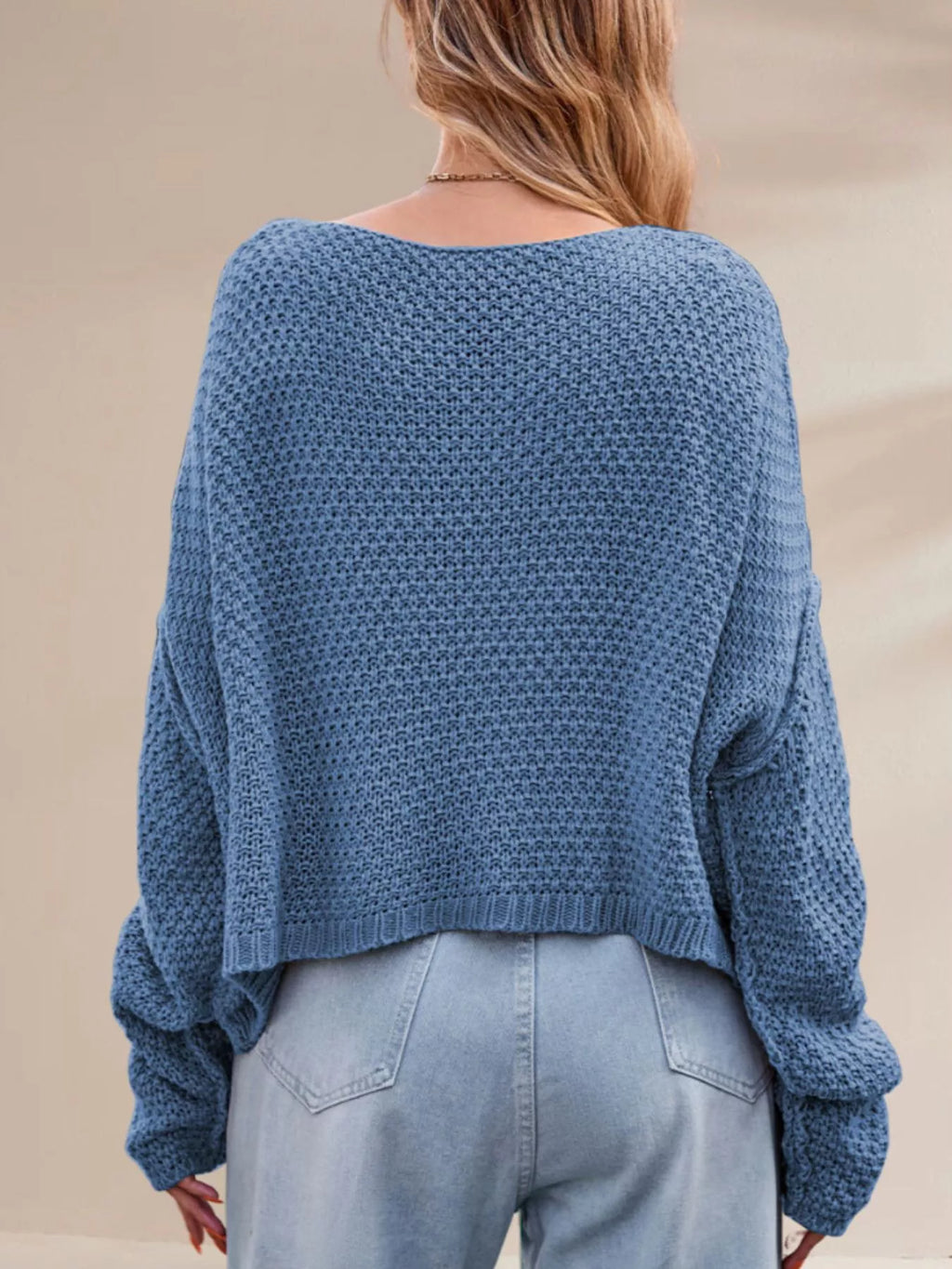 Cable Knit Dropped Shoulder Sweater (9)