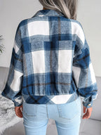 Plaid Collared Neck Long Sleeve Jacket (25)