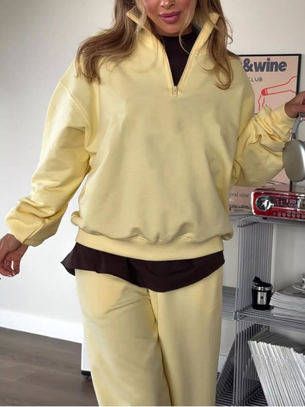 Quarter-zip Top Wide-leg Sweatpants Set (5)