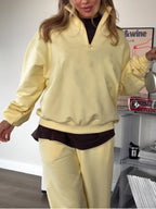 Quarter-zip Top Wide-leg Sweatpants Set (5)
